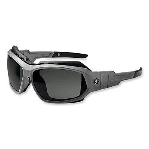 ergodyne Skullerz Loki Safety Glasses/Goggles, Matte Gray Full Frame, Polarized Smoke Dual Lens (56131)