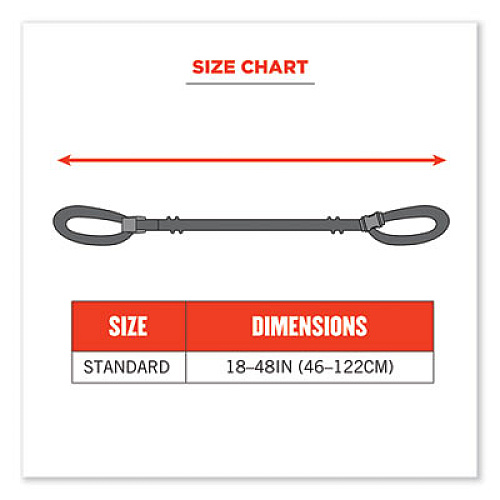 ergodyne Squids 3150 Elastic Lanyard with Buckle, 2 lb Max Working Capacity, 18" to 48" Long, Lime (19150)