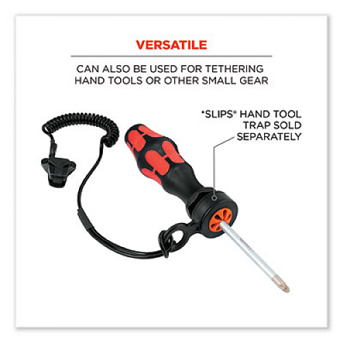 ergodyne Squids 3158 Coiled Lanyard with Clamp, 2 lb Max Working Capacity, 12" to 48" Long, Black (19158)