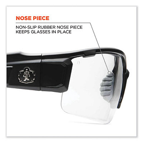ergodyne Skullerz Dagr Safety Glasses, Matte Black Half Frame, Clear Single Lens (52400)