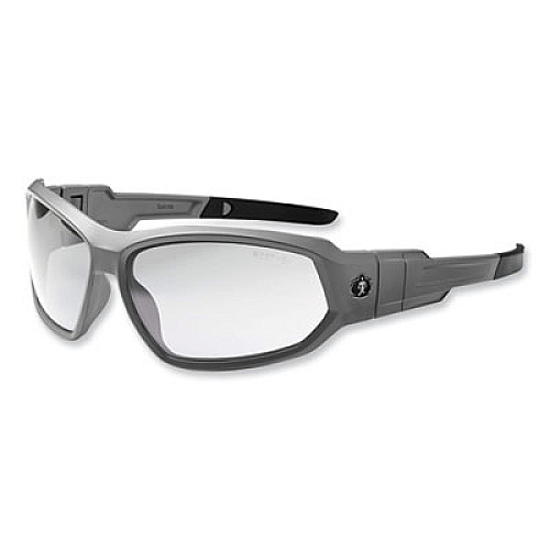 ergodyne Skullerz Loki Safety Glasses/Goggles, Matte Gray Full Frame, Clear Dual Anti-Fog Lens (56103)