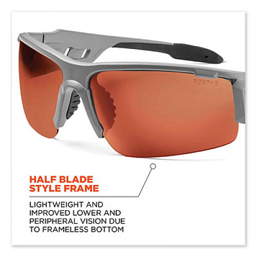 ergodyne Skullerz Dagr Safety Glasses, Matte Gray Half Frame, Polarized Copper Single Lens (52121)