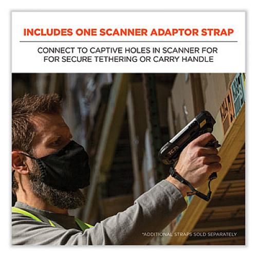 ergodyne Squids 3135 Barcode Scanner Belt with Hook + Adaptor Strap, Small: 29" to 53" Long, Black (19167)
