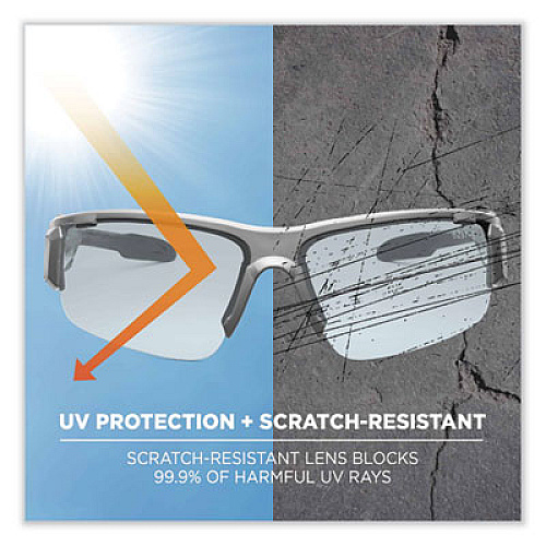 ergodyne Skullerz Dagr Safety Glasses, Matte Gray Half Frame, Clear Single I/O Lens (52180)