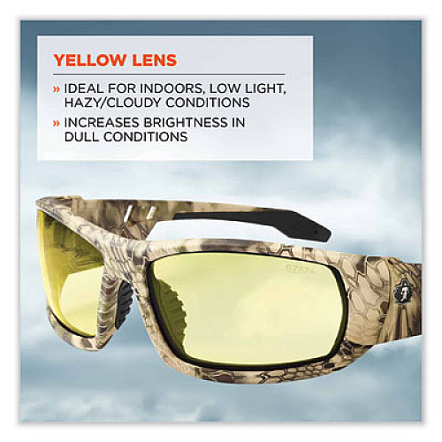 ergodyne Skullerz Odin Safety Glasses, Kryptek Highlander Full Frame, Yellow Dual Lens (50350)