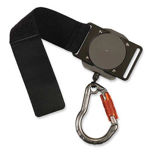 ergodyne Squids 3002 Retractable Lanyard with Carabiner + Belt-Loop Anchor, 2 lb Max Working Capacity, 6" to 48" Long, Gray (19302)