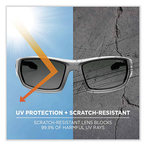 ergodyne Skullerz Odin Safety Glasses, White Full Frame, Polarized Smoke Dual Lens (50231)