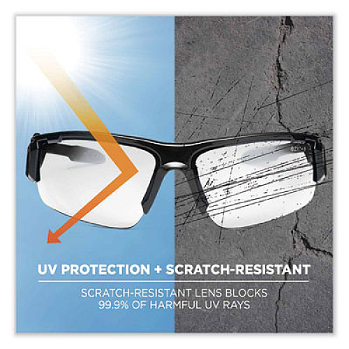 ergodyne Skullerz Dagr Safety Glasses, Black Half Frame, Clear Single Anti-Fog Lens (52003)