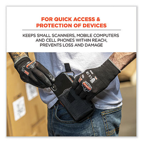 ergodyne Squids 5542 Phone Style Scanner Holster with Belt Loop, Large, 1 Compartment, 3.75 x 1.25 x 6.5, Polyester, Gray (19192)