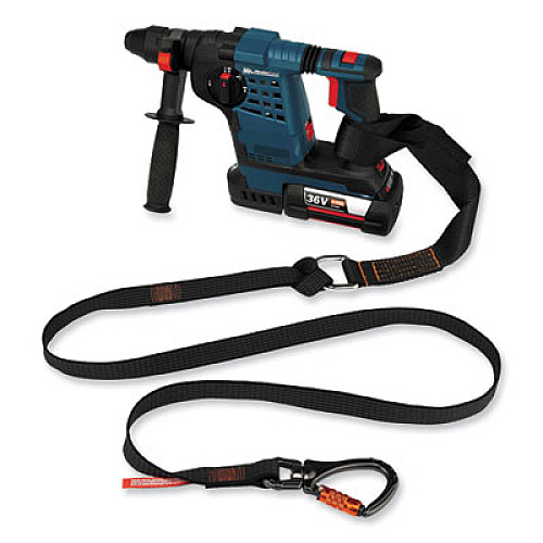 ergodyne Squids 3129 Tool Lanyard with Double-Locking Swivel Carabiner + Loop, 40 lb Max Working Capacity, 76" Long, Black (19137)