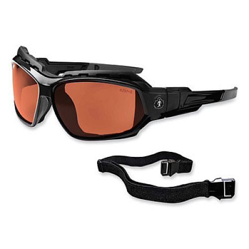 ergodyne Skullerz Loki Safety Glasses/Goggles, Black Full Frame, Polarized Copper Dual Lens (56021)