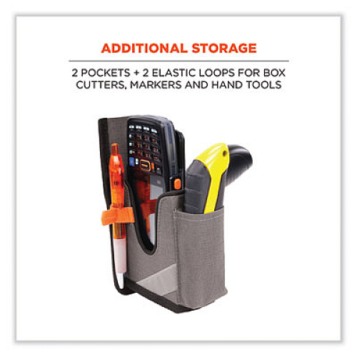 ergodyne Squids 5540 Handheld Barcode Scanner Holster with Belt Loop, Small, 2.75 x 3.5 x 7.3, Polyester, Gray (19180)