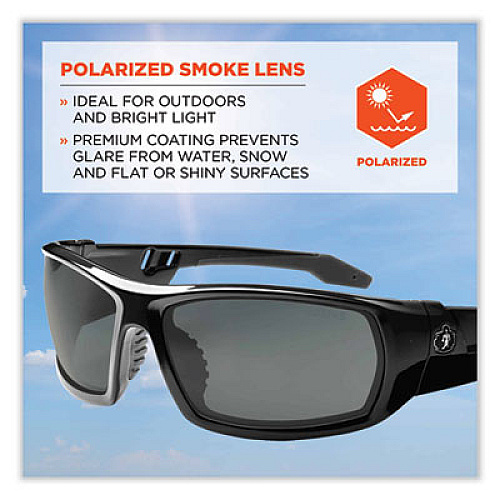 ergodyne Skullerz Odin Safety Glasses, Black Full Frame, Polarized Smoke Dual Lens (50031)