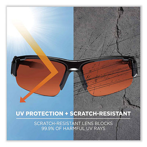 ergodyne Skullerz Dagr Safety Glasses, Black Half Frame, Copper Single Lens (52020)