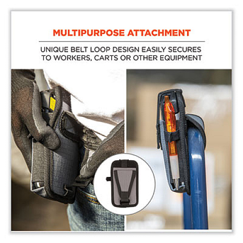 ergodyne Squids 5542 Phone Style Scanner Holster with Belt Loop, Large, 1 Compartment, 3.75 x 1.25 x 6.5, Polyester, Gray (19192)