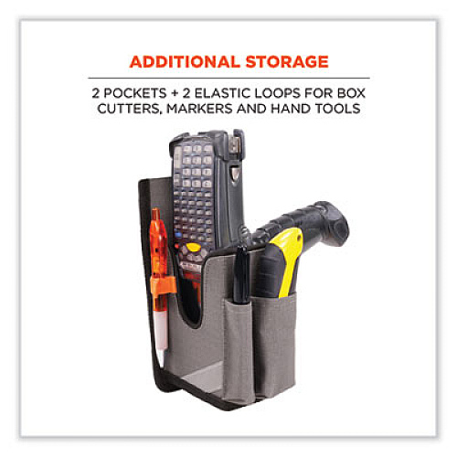 ergodyne Squids 5540 Handheld Barcode Scanner Holster with Belt Loop, Large, 2.75 x 3.5 x 8, Polyester, Gray (19181)
