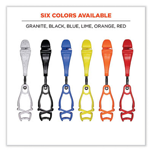ergodyne Squids 3420 Dual Clip Swivel Glove Clip Holder, 1 x 0.6 x 5.5, Acetal Copolymer, Blue, 100/Pack (19517BULK)