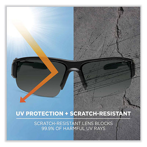 ergodyne Skullerz Dagr Safety Glasses, Black Half Frame, Polarized G15 Green Shade 3 VLT Single Lens (52071)