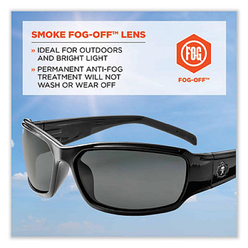 ergodyne Skullerz Thor Safety Glasses, Black Full Frame, Smoke Dual Anti-Fog Lens (51033)