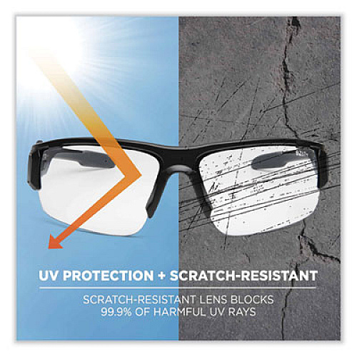 ergodyne Skullerz Dagr Safety Glasses, Matte Black Half Frame, Clear Single Lens (52400)