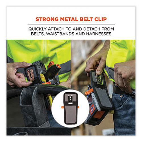 ergodyne Squids 5541 Handheld Barcode Scanner Holster with Belt Clip, 2 Compartments, 2.75 x 3.5 x 7.3, Polyester,Gray (19182)