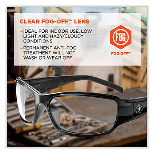 ergodyne Skullerz Thor Safety Glasses, Black Full Frame, Clear Dual Anti-Fog Lens (51003)