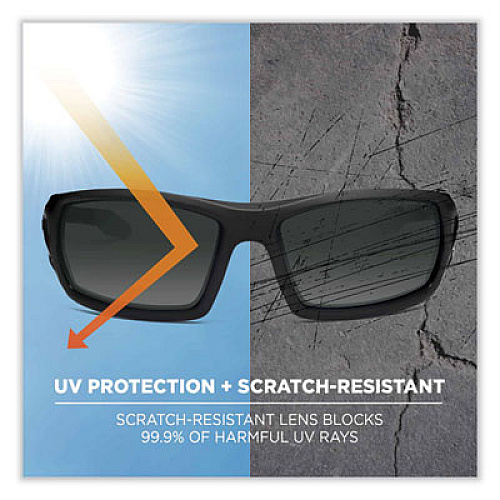 ergodyne Skullerz Odin Safety Glasses, Fog-Off Technology, Matte Black Full Frame, Smoke Dual Lens (50433)