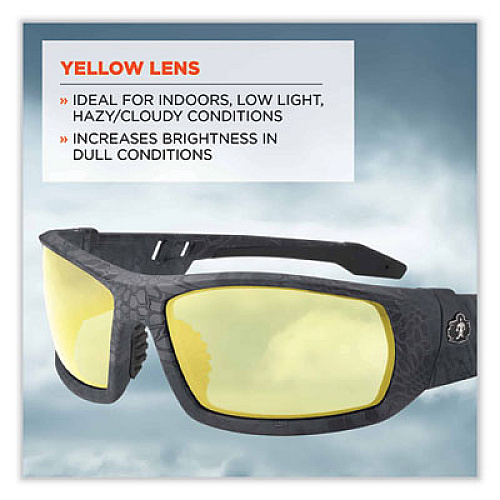 ergodyne Skullerz Odin Safety Glasses, Kryptek Typhon Full Frame, Yellow Dual Lens (50550)