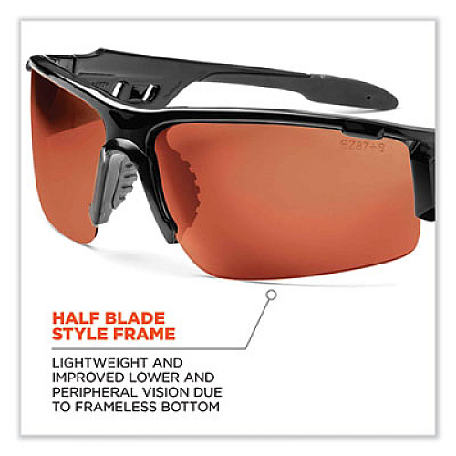 ergodyne Skullerz Dagr Safety Glasses, Black Half Frame, Polarized Copper Single Lens (52021)