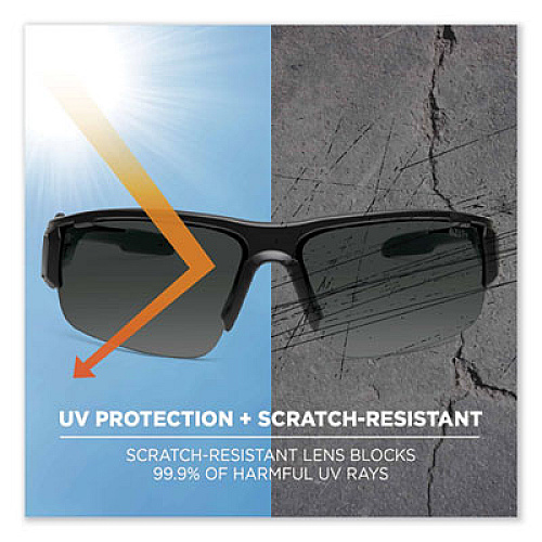 ergodyne Skullerz Dagr Safety Glasses, Matte Black Half Frame, Smoke Single Lens (52430)