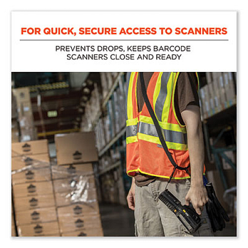 ergodyne Squids 3134 Barcode Scanner Lanyard Sling, 28" to 66" Long, Black (19166)