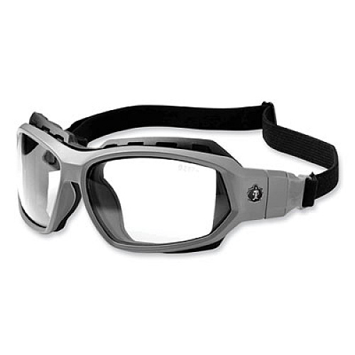 ergodyne Skullerz Loki Safety Glasses/Goggles, Matte Gray Full Frame, Clear Dual Anti-Fog Lens (56103)