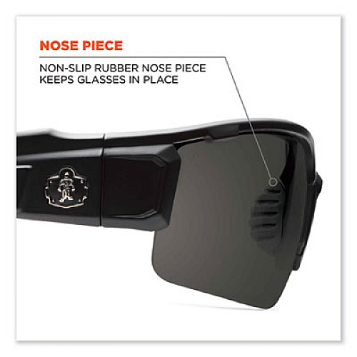 ergodyne Skullerz Dagr Safety Glasses, Black Half Frame, Mirrored Blue Single Lens (52092)