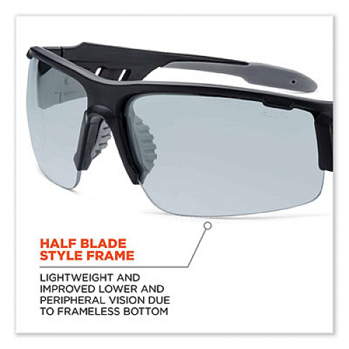 ergodyne Skullerz Dagr Safety Glasses, Matte Black Half Frame, Clear Single Anti-Fog I/O Lens (52483)