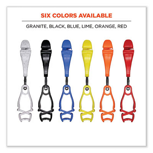 ergodyne Squids 3420 Dual Clip Swivel Glove Clip Holder, 1 x 0.6 x 5.5, Acetal Copolymer, Red,100/Pack (19513BULK)