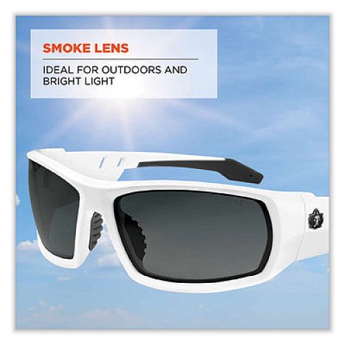 ergodyne Skullerz Odin Safety Glasses, White Full Frame, Smoke Dual Lens (50230)