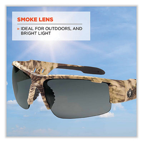 ergodyne Skullerz Dagr Safety Glasses, Kryptek Highlander Half Frame, Smoke Single Lens (52330)
