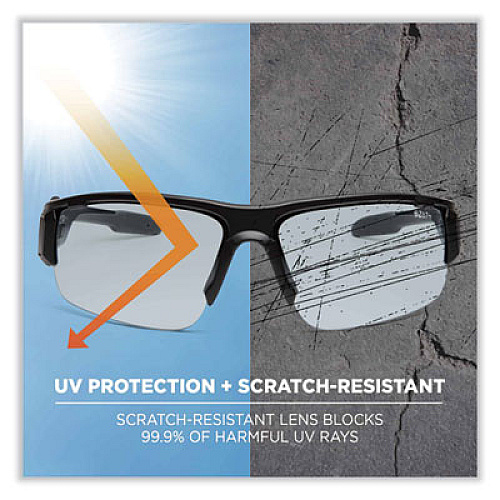ergodyne Skullerz Dagr Safety Glasses, Matte Black Half Frame, Clear Single Anti-Fog I/O Lens (52483)