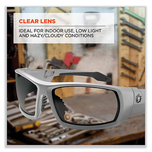 ergodyne Skullerz Odin Safety Glasses, Matte Gray Full Frame, Clear Dual Lens (50100)