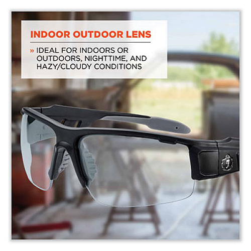 ergodyne Skullerz Dagr Safety Glasses, Matte Black Half Frame, Clear Single I/O Lens (52480)