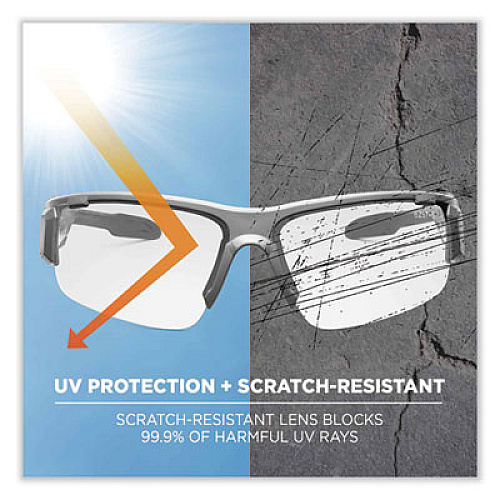ergodyne Skullerz Dagr Safety Glasses, Matte Gray Half Frame, Clear Single Anti-Fog Lens (52103)