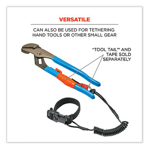 ergodyne Squids 3157 Coiled Lanyard with Buckle, 2 lb Max Working Capacity, 12" to 48" Long, Black (19156)