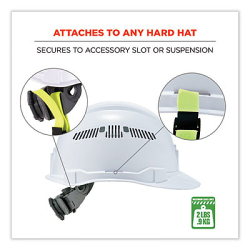 ergodyne Squids 3155 Elastic Lanyard with Clamp, 2 lb Max Working Capacity, 18" to 48" Long, Lime (19155)