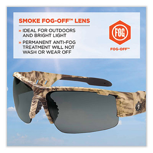ergodyne Skullerz Dagr Safety Glasses, Kryptek Highlander Half Frame, Smoke Single Anti-Fog Lens (52333)