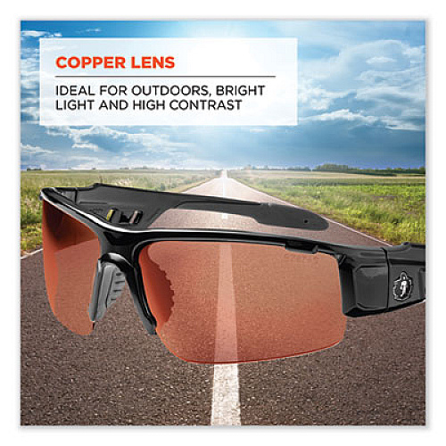 ergodyne Skullerz Dagr Safety Glasses, Black Half Frame, Copper Single Lens (52020)
