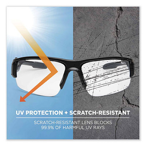 ergodyne Skullerz Dagr Safety Glasses, Matte Black Half Frame, Clear Single Anti-Fog Lens (52403)