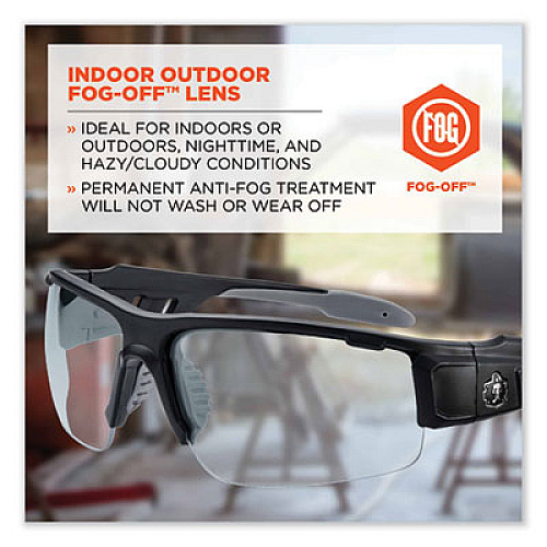 ergodyne Skullerz Dagr Safety Glasses, Matte Black Half Frame, Clear Single Anti-Fog I/O Lens (52483)