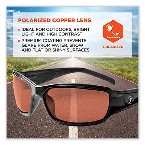 ergodyne Skullerz Thor Safety Glasses, Black Full Frame, Polarized Copper Dual Lens (51021)
