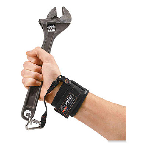 ergodyne Squids 3114 Pull-On Wrist Lanyard with Stainless Steel Carabiner, 3lb Max Working Capacity, 7.5" Long, Black (19056)