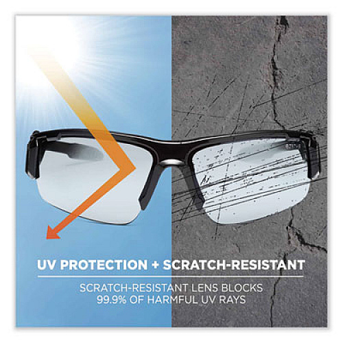 ergodyne Skullerz Dagr Safety Glasses, Black Half Frame, Clear Single Anti-Fog I/O Lens (52083)